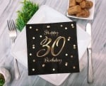 Салфетки за 30-и рожден ден, 30 години, черно и златно, 20 броя