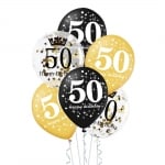 Комплект балони с конфети за 50-и рожден ден, 50 години, 6 броя