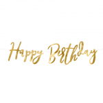 Банер за рожден ден ръкописни букви Happy Birthday, злато металик