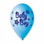 Балони бебешко парти момче Baby boy в синьо и бяло с мече, 5 броя