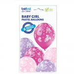 Розови и лилави балони за бебешко парти момиче, 6 броя