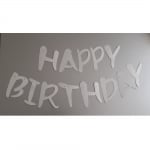 Банер Happy Birthday сребрист брокат отделни букви