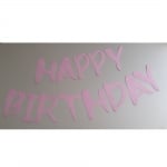 Банер Happy Birthday, отделни букви лилав брокат