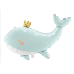 Фолиев балон син кит с коронка