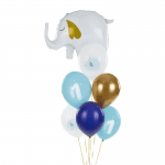 Сини балони с единица и слонче, първи рожден ден момче, 6 броя