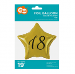 Балон за 18-и рожден ден, златна звезда, черен принт,  48 см