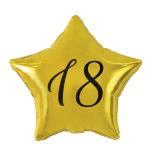Балон за 18-и рожден ден, златна звезда, черен принт, 48 см