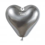 Балон сърце хром сребро 30 см CRB12/89 Gemar, 1 брой