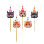 Свещи за торта котки с шапки, 5 броя