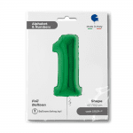 Зелен фолиев балон цифра 1, единица, 100 см Grabo