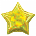 Фолиев балон жълта, златна звезда, иридесцентен, 43 см