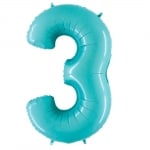 Фолиев балон цифра 3, синьозелен, тифани, 100 см Grabo