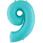 Фолиев балон цифра 9, синьозелен, тифани, 100 см Grabo