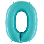 Фолиев балон цифра 0, синьозелен, тифани, 100 см Grabo