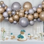 Комплект балони за арка, златно и сребърно хром, органичен гирлянд, 200 см