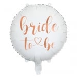 Бял фолиев балон с надпис Bride to be розово злато, кръг 45 см