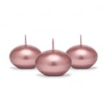 Малки кръгли плаващи свещички розово злато металик, 5 броя