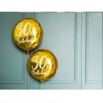 Балон за 30-и рожден ден, 30 години, злато металик, кръг 45 см