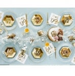Хексагонални чинийки за 60-и рожден ден, 60 години, злато металик, 6 броя