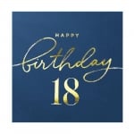 Тъмносини салфетки за 18-и рожден ден, Navy blue and Gold , 10 броя
