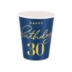 Тъмносини чаши за 30-и рожден ден, Navy blue and Gold, 6 броя