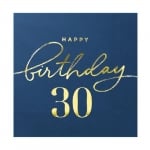 Тъмносини салфетки за 30-и рожден ден, Navy blue and Gold, 10 броя