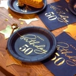 Тъмносини чинийки за 50-и рожден ден, Navy blue and Gold, 6 броя