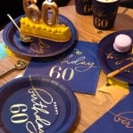 Тъмносини чаши за 60-и рожден ден, Navy blue and Gold, 6 броя