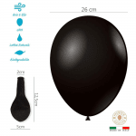 Балон черен пастел 26 см, пакет 100 броя Rocca