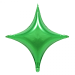 Фолиев балон зелена звезда четири лъча, 65 см