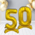 Стоящи балони цифри за 50-и рожден ден, 50 години, злато металик