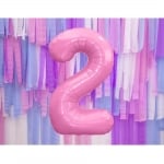 Фолиев балон цифра 2, двойка, розов пастел, 100 см