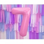 Фолиев балон цифра 7, седмица, розов пастел, 100 см