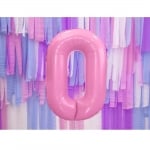 Фолиев балон цифра 0, нула, розов пастел, 100 см