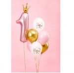 Балони One, първи рожден ден, розов пастел, 6 броя