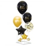 Комплект черни и златни балони за рожден ден със стойка