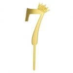 Златен топер цифра 7, с коронка, акрил, 11 см