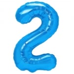 Фолиев балон цифра 2, син металик, 100 см