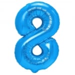 Фолиев балон цифра 8, син металик, 100 см