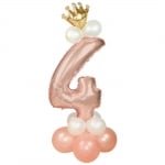 Комплект балони за композиция с цифра 4, розово злато, четвърти рожден ден
