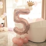 Комплект балони за композиция с цифра 5, розово злато, пети рожден ден