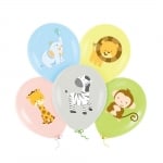Латексови балони с животни, сафари, джунгла, 5 броя микс