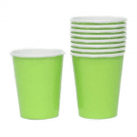 Зелени картонени чаши, светлозелени, 10 броя