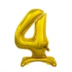 Стоящ фолиев балон златна цифра 4, четворка, 80 см