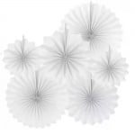 Бели декоративни хартиени розетки, ветрила, 6 броя