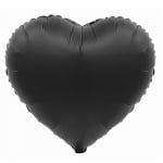 Фолиев балон черно сърце, мат, 44 см
