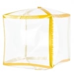 Фолиев балон прозрачен куб, златни ръбове, 38 см