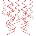 Висящи декоративни спирали, червен металик, 5 броя