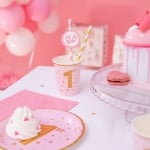 Розови парти сламки с крачета, бебешко парти, 6 броя
