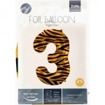 Фолиев балон цифра 3, тройка, тигрова шарка, 100 см